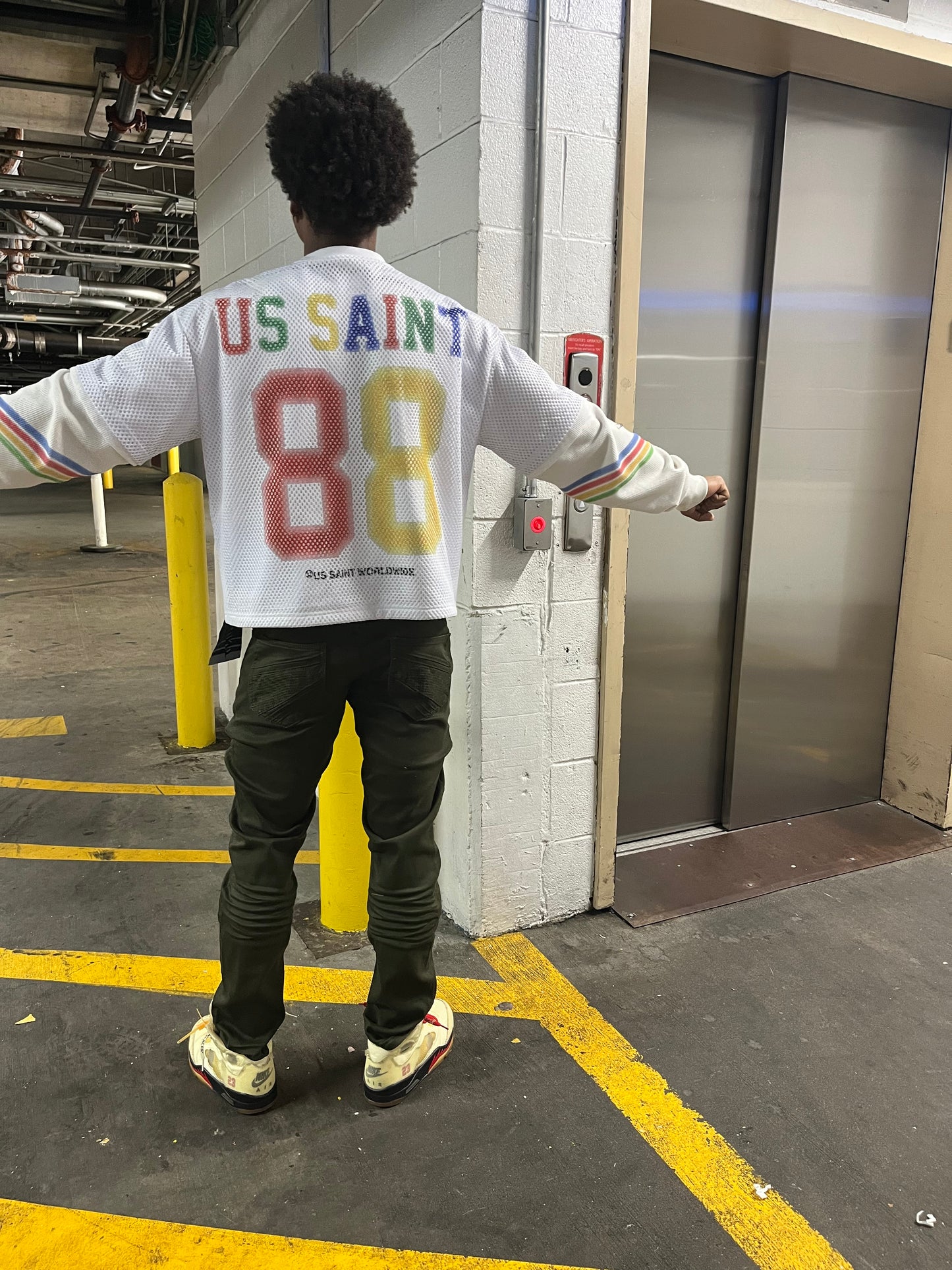"Runners Club" Off-White Boxy Long Sleeve Shirt