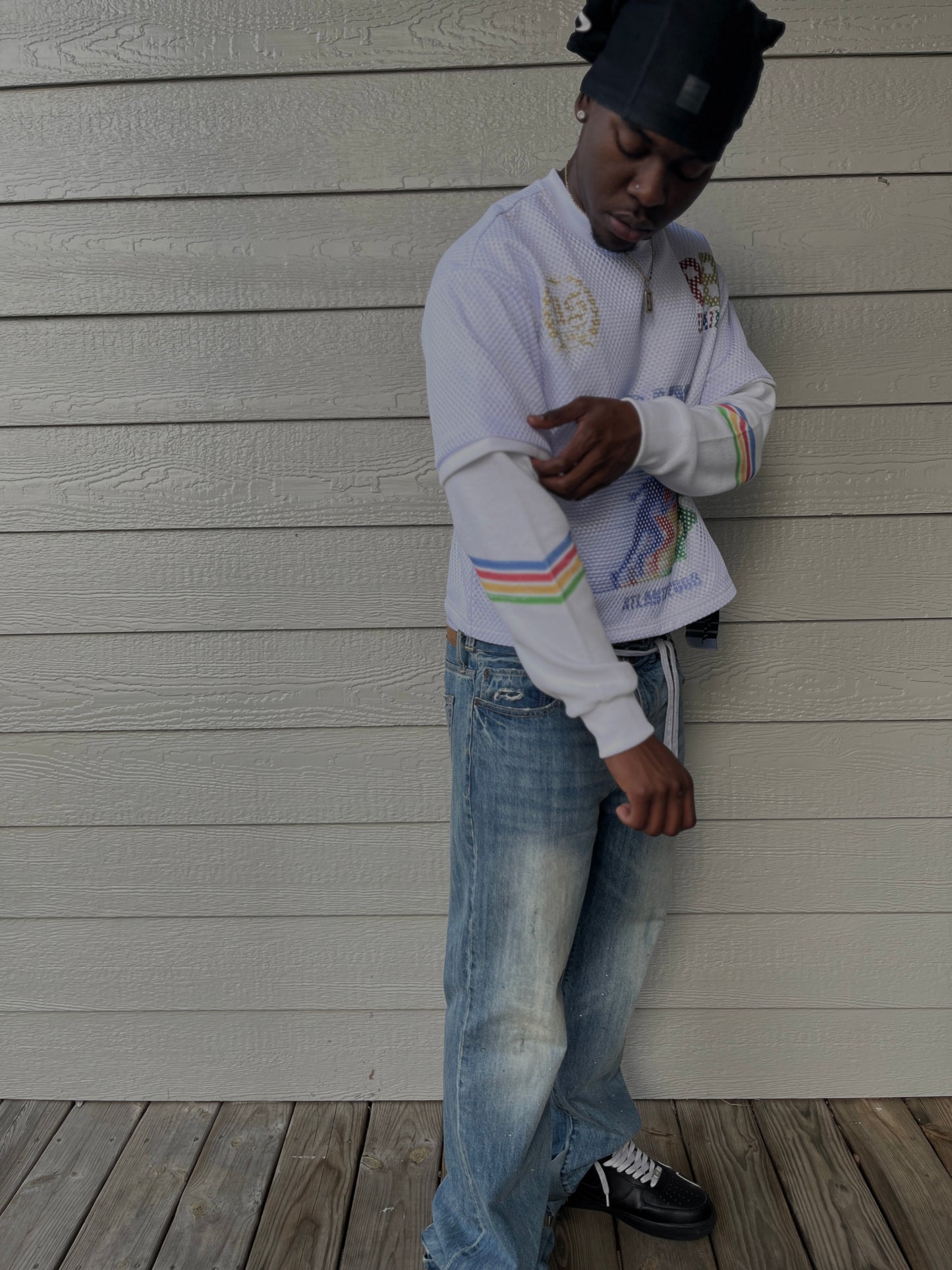 "Runners Club" Off-White Boxy Long Sleeve Shirt
