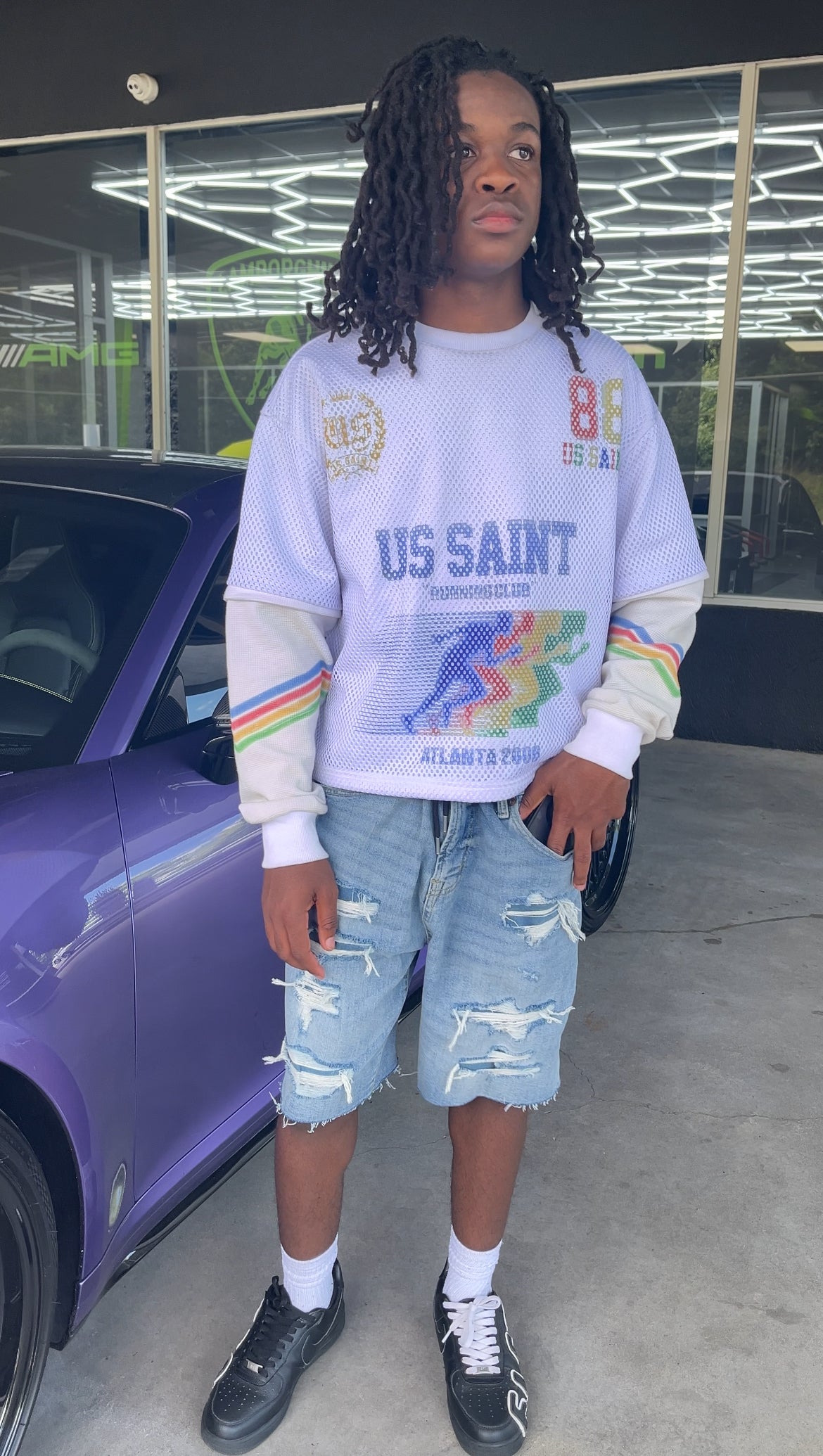"Runners Club" Off-White Boxy Long Sleeve Shirt